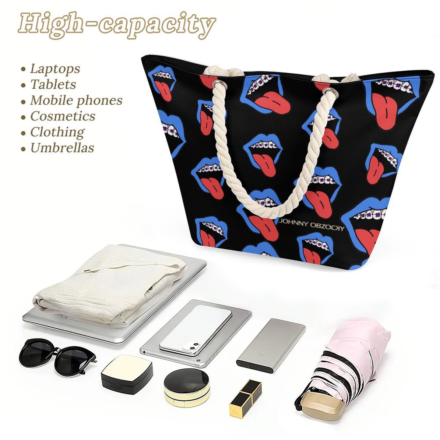 Braces :-p Large Jute Tote Bag(All-Over Printing)