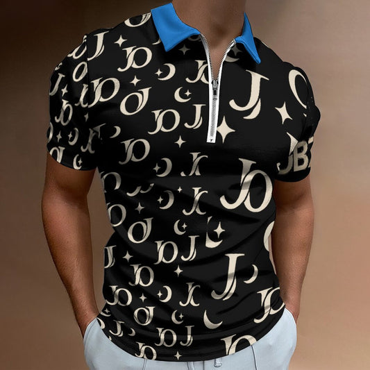 100% Cotton Zip Short Sleeve POLO Shirt for Men