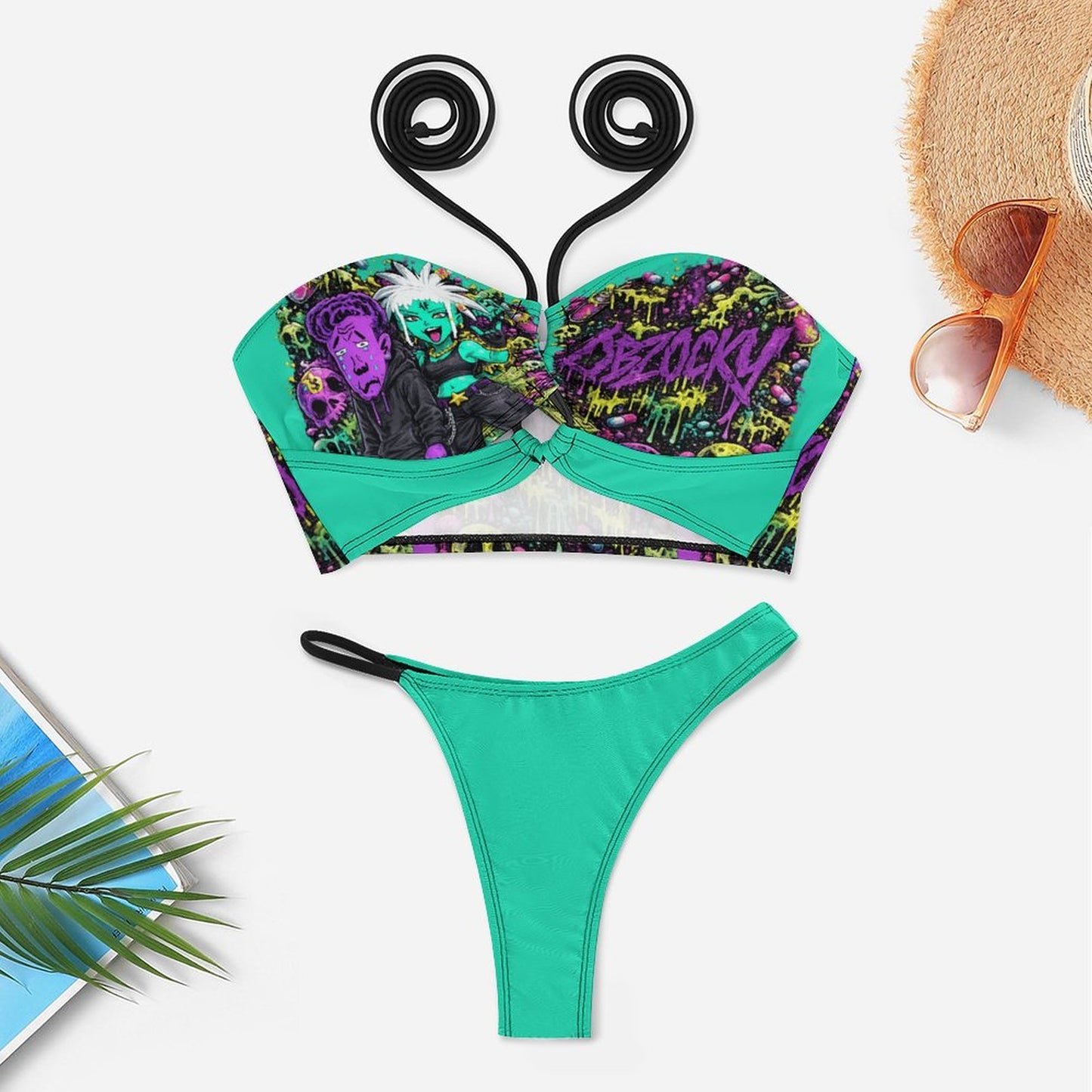 mOOdy Purple & Teal 2 Piece Bikini Swimsuit