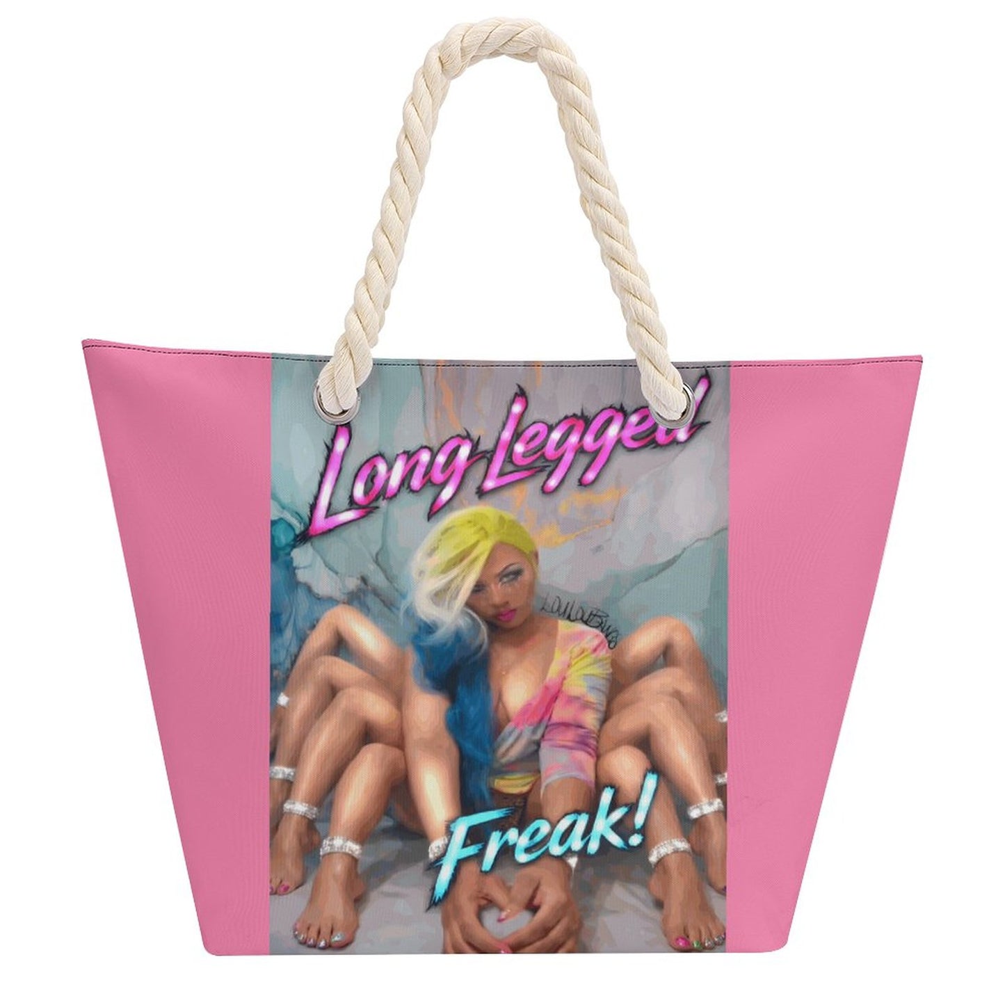 LouLouBangs Mommy Long Legs Large Jute Tote Bag