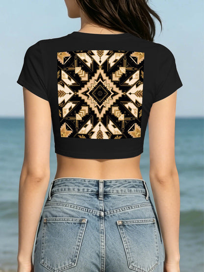 DTF 180gsm Women's Crop Top T-shirt(Dual-sided Printing)