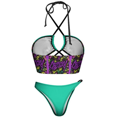mOOdy Purple & Teal 2 Piece Bikini Swimsuit