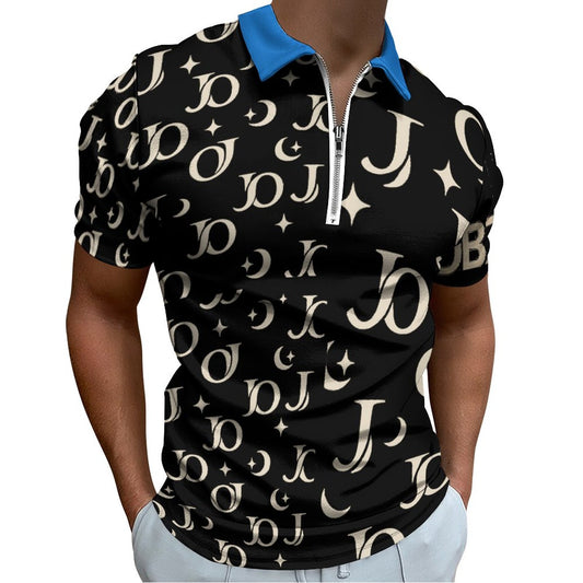 100% Cotton Zip Short Sleeve POLO Shirt for Men