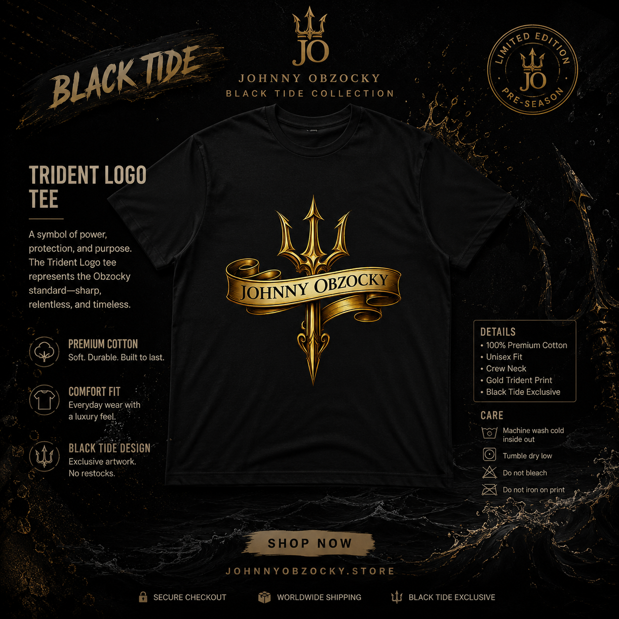 LIMITED EDITION: "TRIDENT LOGO" T-SHIRT