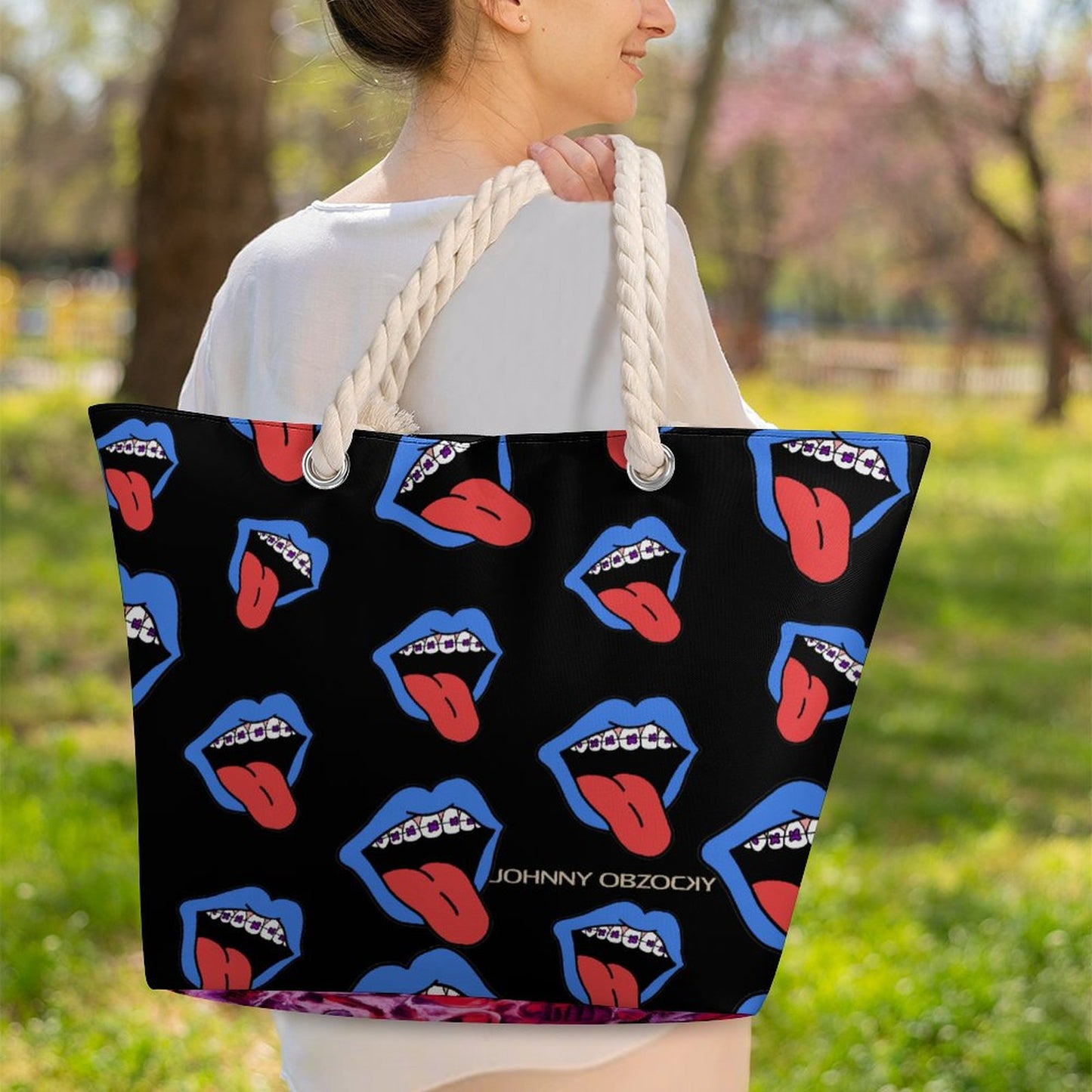 Braces :-p Large Jute Tote Bag(All-Over Printing)
