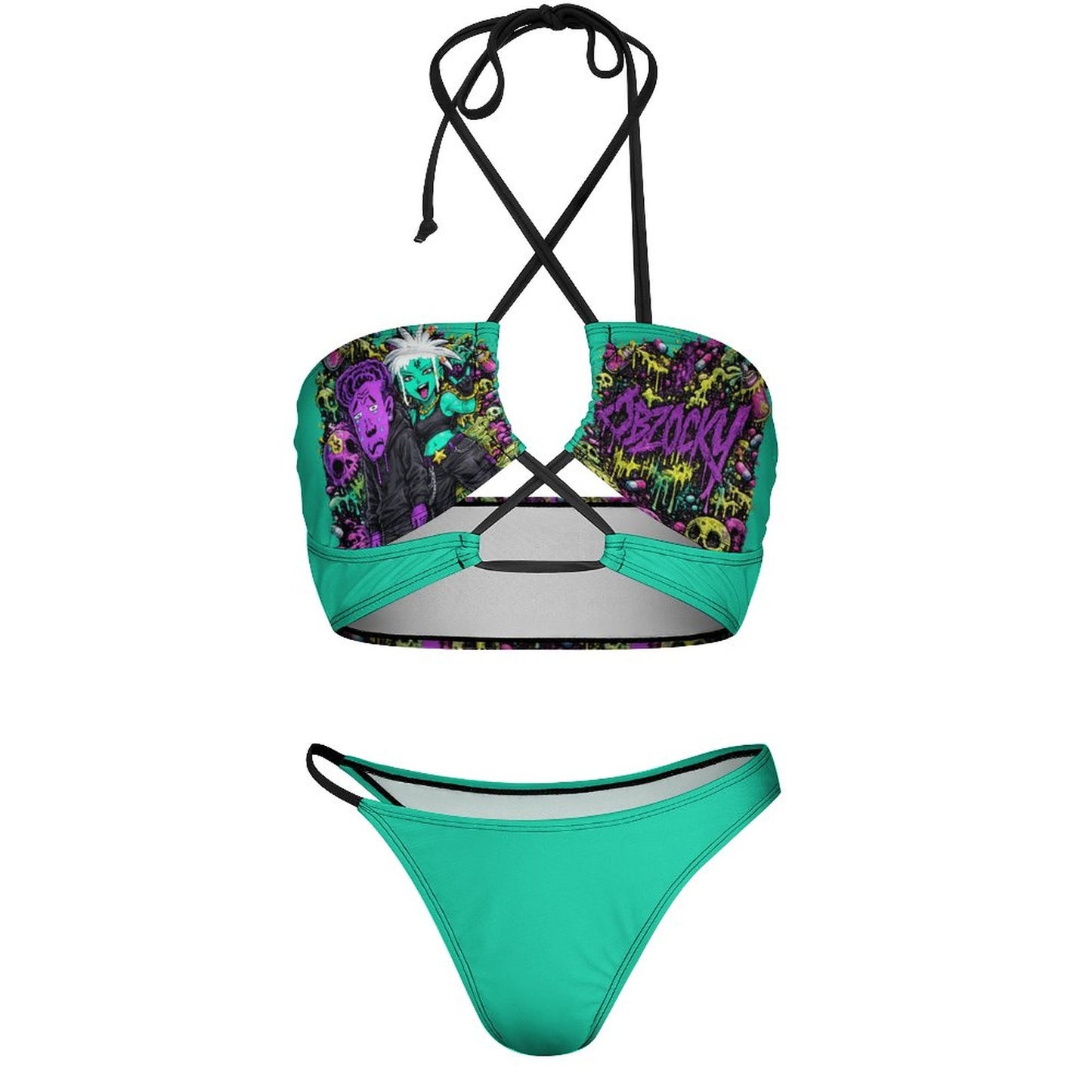 mOOdy Purple & Teal 2 Piece Bikini Swimsuit