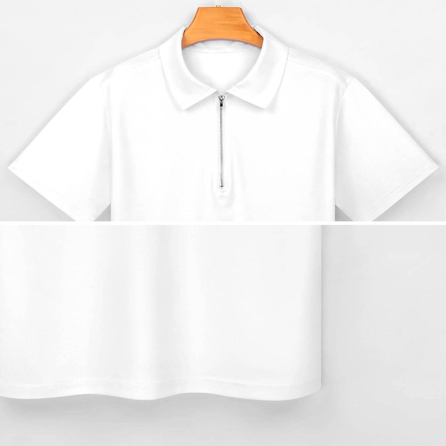 100% Cotton Zip Short Sleeve POLO Shirt for Men