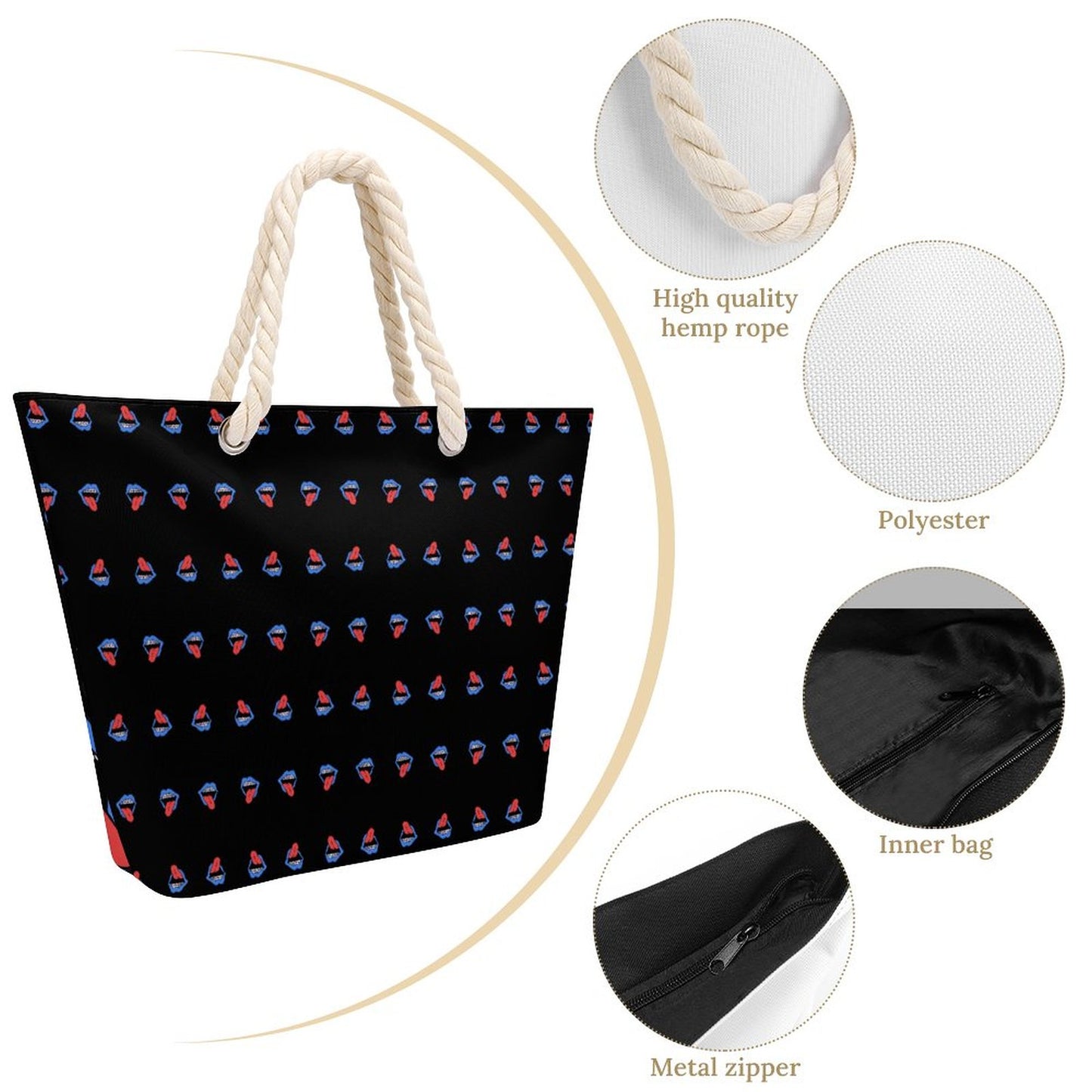 Braces :-p Large Jute Tote Bag(All-Over Printing)