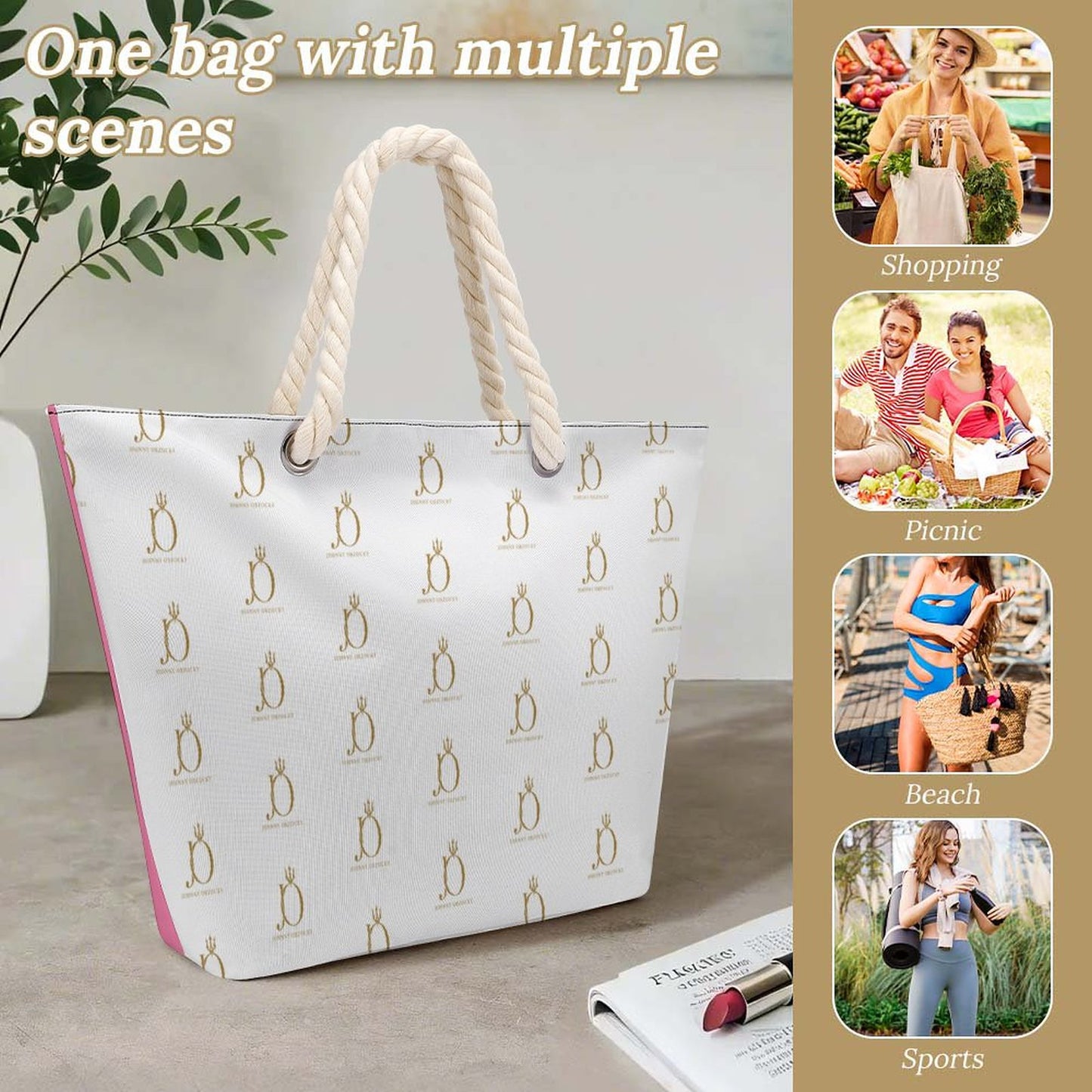 LouLouBangs Mommy Long Legs Large Jute Tote Bag