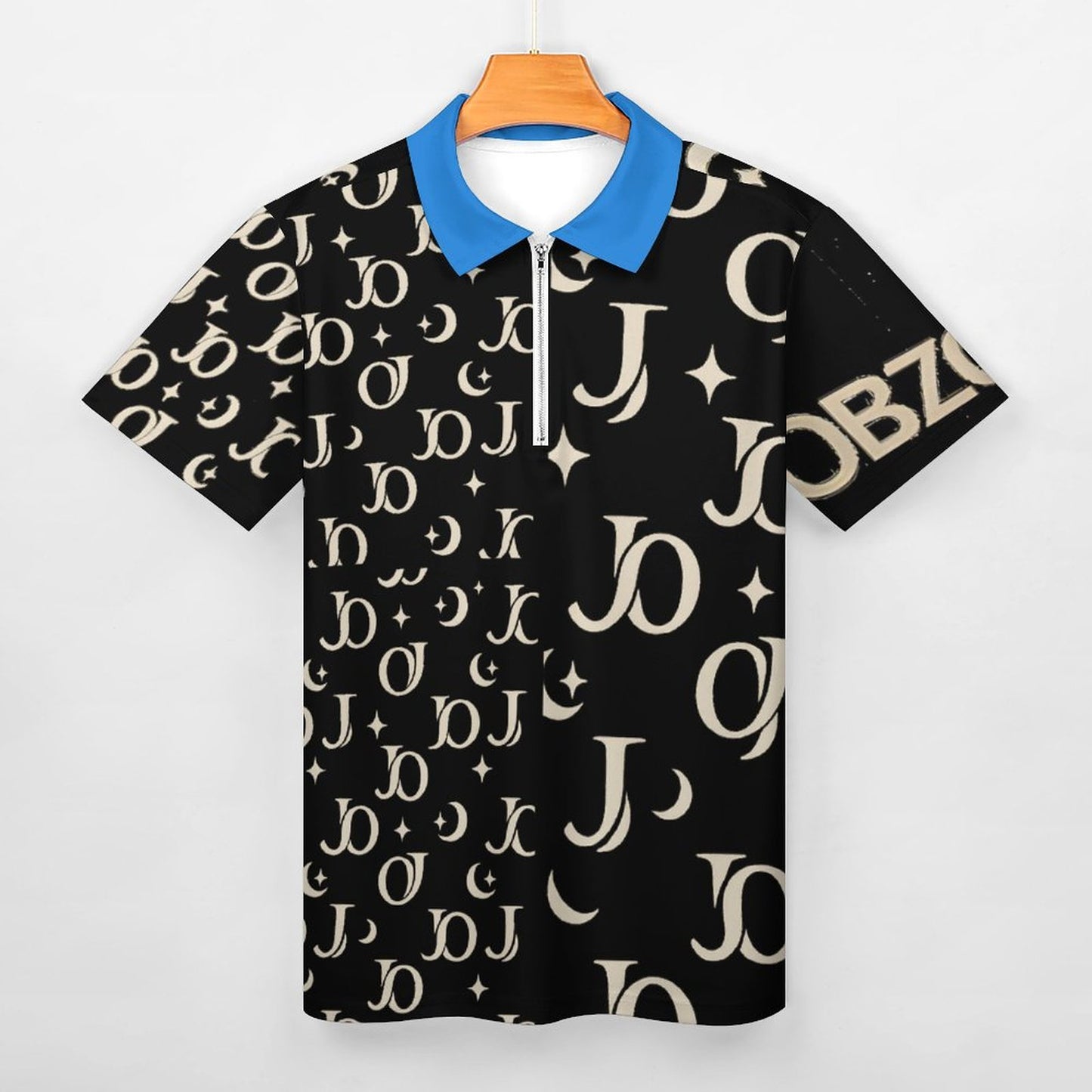 100% Cotton Zip Short Sleeve POLO Shirt for Men