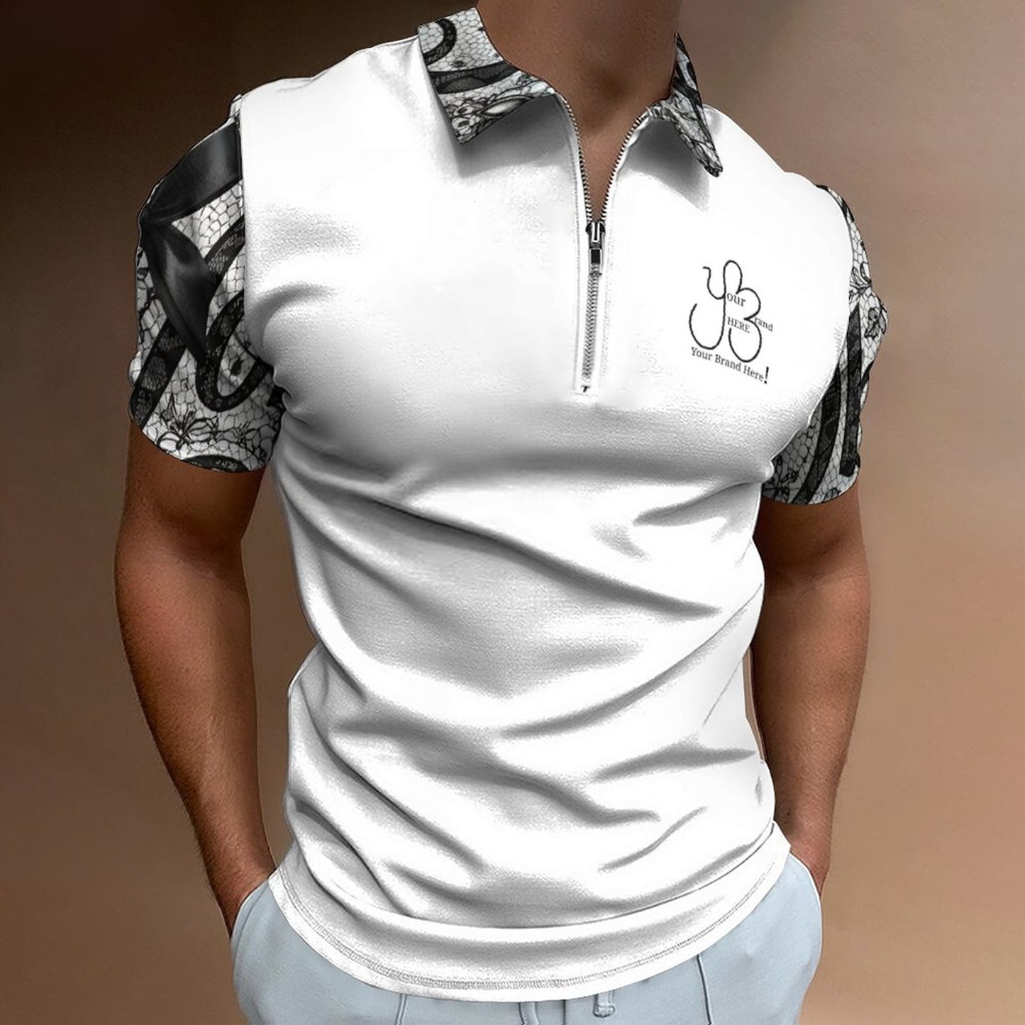 Lace Down "Your Brand/Logo Here" Best Uniform/Workwear Ever! 100% Cotton Zip Short Sleeve POLO Shirt